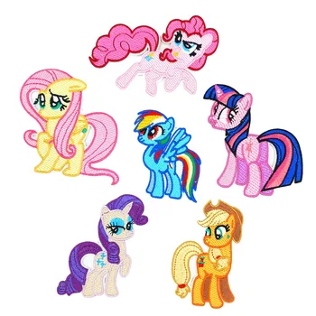 6pcs/set My Little Pony Izšūti Gludināšanas Auduma Uzlīmes, Apģērbu Plāksteris Uzlīme Meitenei Dzimšanas dienā, Rotaļlietas, Dāvanu