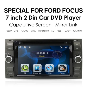 7 Collu 2 Din Auto DVD GPS DAB Atskaņotāju Ford Focus/Mondeo/Tranzīta/C-MAX/Fiest GPS RDS Steeling Riteņu Kontroles HD1080P 8G Kartes Kartes