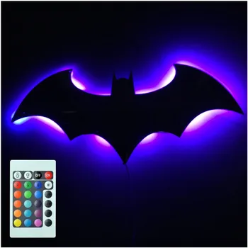7 Krāsu Spogulis USB 3D Bat Tālvadības pults LED Nakts Gaisma Mājās Apdare Atmosfēru Projekcijas Lampas Sienas Lampas Bērnu Dāvanu