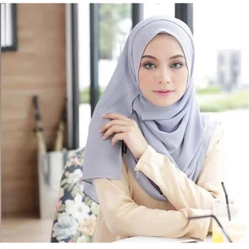70*170CM Šifona Hijab Aptīt Šalli vienkrāsainu Sievietēm Musulmaņu Dubultā Cilpa Instant Turban Islāma Šalles Abaya turku Lakatu