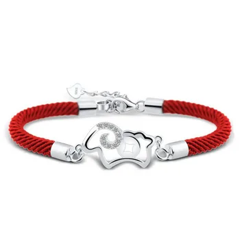 925 sterling sudraba modes sarkanā virve maz avis kristāla rokassprādzes sievietēm rotaslietas dzimšanas dienas dāvanu wholeslae lēti