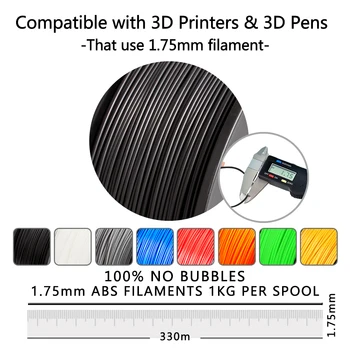 ABS 3D Printeri Pavedienu 1kg 1,75 mm Spolei ABS 3d Printera Modeļu Drukāšanas Melns Pelēks Balts Krāsa