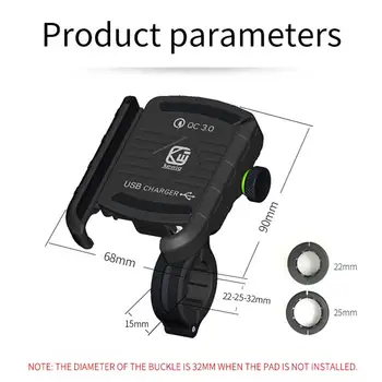 ACCNIC QC 3.0 Mobilā Tālruņa Turētājs USB Lādētāju Motocikla Stūres Stāvēt Ātra Uzlāde Samsung Huawei 3.5-6