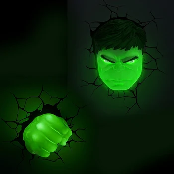 Acecorner Zaļā Pontons Puses Supervaronis 3D LED Sienas Lampa Radošo Uzlīme Karājas Avengers, Marvel Nakts Gaisma par Ziemassvētku Dāvanu Mazulis