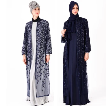 Acs Sequin Kaftan Abaya Turcija Drēbes, Dubaija Kimono Jaka Musulmaņu Kleita, Hijab Abayas Sievietēm Islāma Apģērba Ramadāna Caftan
