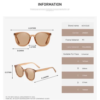 AEVOGUE Jaunas Polarizētās Saulesbrilles Sieviešu Popupar Caurspīdīga Kārta Retro Modes Saules Brillēm, Vintage Oculos Unisex UV400 AE0845