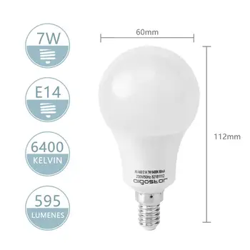 Aigostar - LED spuldzes A5 A60 E14， 7W ekvivalents 60W kvēlspuldzes gaismas， 595 lm， auksti balta gaisma 6400K - 5 gab./krāsu kaste