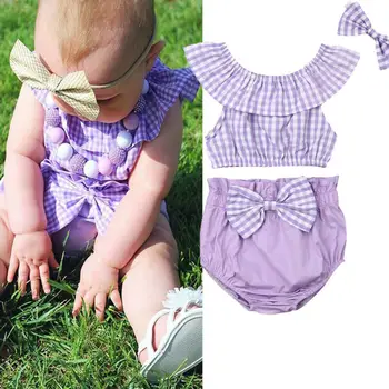 AK Summer Infant Baby Girl Apģērbu Ziedu Topi Veste+Bikses+ Apģērbs Sunsuit Komplekts