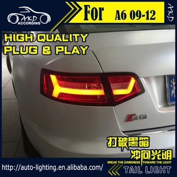 AKD Auto Stils lukturu Audi A6 Aizmugurējie Lukturi 2009. - 2012. gadam A6L C6 LED Astes Gaismas Signāls, LED dienas gaitas lukturi Stop Aizmugurējās Lampas Piederumi