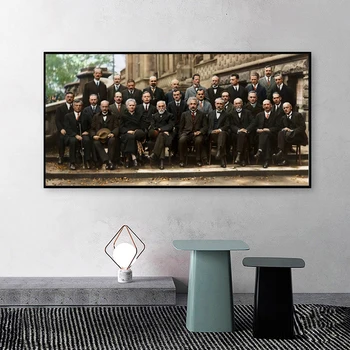 Alberts Einšteins Solvay Konferencē HD Photo Zinātnieku Vintage Audekls Plakāti Un Izdrukas Sienas Māksla dzīvo jamo istabu Chambre Dekori