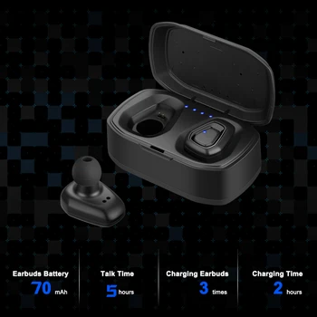 ALECUCI A7 Taisnība Bezvadu Earbuds Bluetooth 5.0 Austiņas TWS Stereo ar Smart LED Displejs Uzlādēšanas Gadījumā Iebūvēts Mikrofons