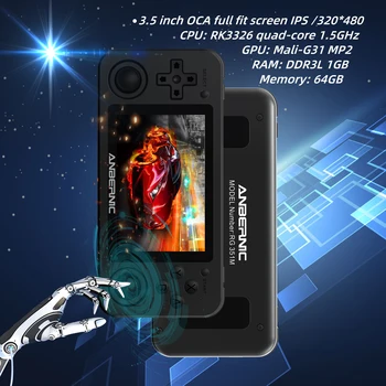 ANBERNIC RG351M Jaunā Versija Wifi PS1 Retro SPĒLES 2400 SPĒLES 64G Spēles RG351P -Upgrade Versija RK3326 N64 Kabatas Spēļu Spēlētājs 351M