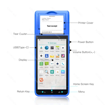 Android 8.1 PDA Themal Saņemšanas Printeri Rokas POS Printeri Termiskās 58mmTerminal Bluetooth 4.0, Wifi, 3G, Fotokamera Mobilo Maksājumu