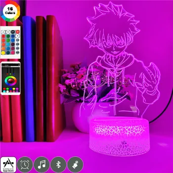 Anime gaismas Killua Zoldyck Ātruma Prasmes 3D Led Ilūziju USB Touch Nakts Gaisma Fani, istabas Dekori Lampas Ziemassvētku Dāvanu Bluetooth Skaļrunis