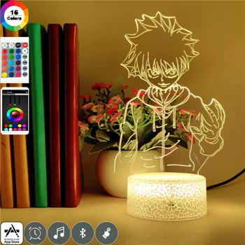 Anime gaismas Killua Zoldyck Ātruma Prasmes 3D Led Ilūziju USB Touch Nakts Gaisma Fani, istabas Dekori Lampas Ziemassvētku Dāvanu Bluetooth Skaļrunis