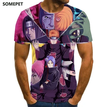 Anime Harajuku Vīriešu T-krekls Vīriešu Naruto Theme Top Anime 3DT-Krekli Vasaras Modes Zēnu Apģērbs Liela Izmēra Streetwear