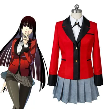 Anime Kakegurui Yumeko Jabami Cosplay Kostīmi Japāņu Skolas Meitenes Vienotu Pilns Komplekts jaka+krekls+svārki+zeķes+kaklasaiti S M L XL