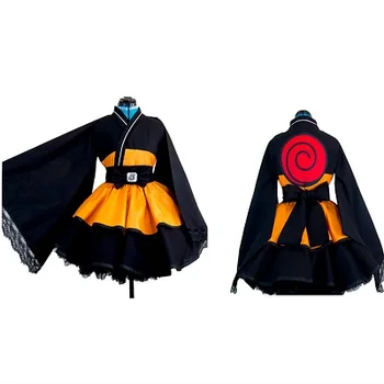 Anime Naruto Cosplay Kostīmu Uzumaki Naruto Lolita Kleitas Kimono Sievietēm Ģērbties Cosplay Halloween Puse Formas tērpu Sievietēm, Meitenēm