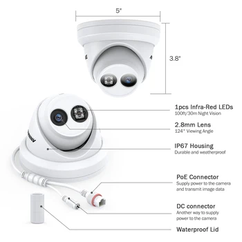 ANNKE 1GB 4K Ultra HD POE IP Drošības Kamera 8MP, Āra Iekštelpu Ūdensizturīgs Tīkls Dome EXIR Nakts Redzamības Brīdinājuma e-Pastu, CCTV Komplekts