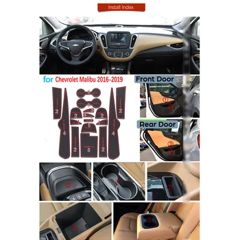 Anti-Slip Gumiju Vārtiem Slots Kausa Mat Chevrolet Malibu 2016 2017 2018 2019 9 Gen MK9 Piederumi, Auto Uzlīmes Pad Kalniņi