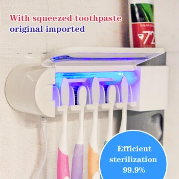 Antibacteria UV zobu Suku Turētājs Automātiskā Zobu pastai, kas Dozatoru Sterilizēt Mājas Tīrāku Sterilizēt Vannas istabas Piederumu Komplekts