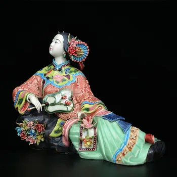 Antīkās Ķīnas Porcelāna Statuetes Mājas Dekoru Statuja Attēls Keramikas Rotājumu Klasiskas Dāmas Pavasara Kuģiem, Krāsotas Mākslas L3389