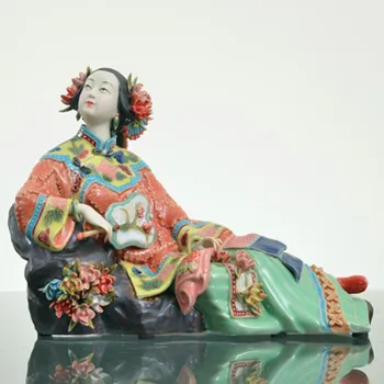 Antīkās Ķīnas Porcelāna Statuetes Mājas Dekoru Statuja Attēls Keramikas Rotājumu Klasiskas Dāmas Pavasara Kuģiem, Krāsotas Mākslas L3389