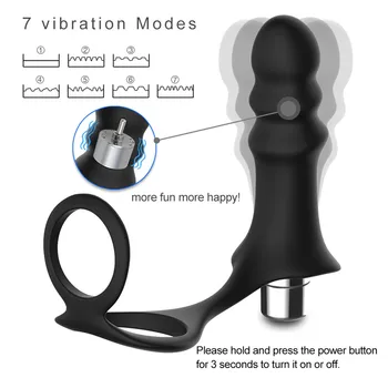 Anālais sekss Krelles Prostatas Anālais Vibrators Butt Plug Anālais G spot Stimulators Dildo Vibrators Ar Gredzenu Uz Dzimumlocekļa Seksa Rotaļlietas Pieaugušajiem Vīrietis