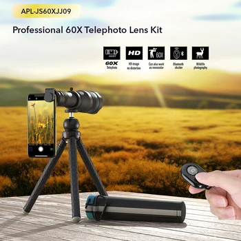 APEXEL HD 60x teleskopu telefoto objektīvs 60x monokulāri+miniselfie statīvu iPhone Xiaomi citiem viedtālruņiem Ceļojumu Medību Pārgājieni