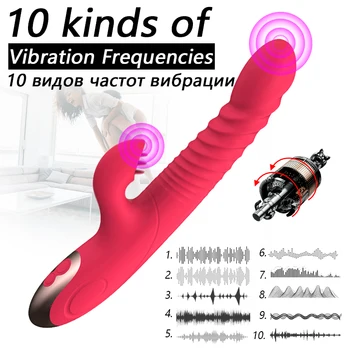 Apkures Dildo vibratoru 10 režīmiem G Spot Maksts Massager Sieviete Masturbācija AV Stick Mēles Dubultā Vibratori Orālā Seksa Erotiskās rotaļlietas