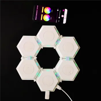 App Coloful quantum lampas smart home šūnveida Gaismas skrūvēm radošo sienas lampas kombinācija līmēšana lampas guļamistabas gultas lampa