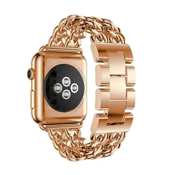 Apple Skatīties 5 4 40mm 44mm Watchbands Nerūsējošā Tērauda Aproce Siksna Luksusa Joslas iWatch Series 5 4 3 38mm 42mm Rose Gold