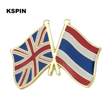 Apvienotā Karaliste Taizeme Draudzība Karogu, Metāla Emblēma Pin Piespraudes Dekoratīvas Pogas Apģērbu 10pcs daudz