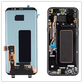 Ar Līniju Sākotnējā S8 Ar Rāmi LCD SAMSUNG Galaxy S8 lcd G950 SM-G950F G950FD ekrānu un Touch Screen Digitizer Montāža