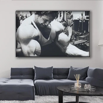 Arnold Schwarzenegger Kultūrisms Motivācijas Mākslas Audekla Plakāta Drukas Fitnesa Iedvesmojošu Attēlu uz Istabas Sienas Dekors