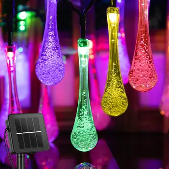 Asaras Ūdens Piliens Saules String Gaismas Lapene Lāse Gaismas Saules enerģijas Krāsa Mainās Karājas Pasaku Gaismas Ūdensdrošs LED