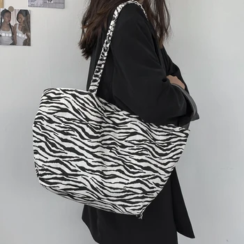 Audekls Pleca Soma Sieviešu Zebra Modelis Tote Somas Vintage Dizaina Sieviešu Rokassomas Ceļojumu Lielas Ietilpības Soma Sac Galvenais Femme