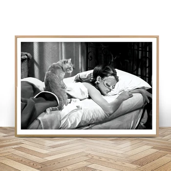Audrey Hepburn Melnās un Baltās Sienas Mākslas Audekls Gleznošanai Filmas Plakāts, Vintage Plakāti Un Izdrukas Sienas, Attēlus Dzīvojamā Istaba