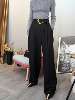 Augsta Vidukļa Lielgabarīta Pārklājus Bikses Sievietēm Zaudēt Gadījuma Baggy Bikses Ar Kabatām Rudens Modes Streetwear Sieviešu Bikses
