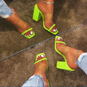 Augstpapēžu kurpes Sandales Sieviešu Kurpes Pārredzamu Sandales Dāmas Candy Krāsas Bloka Papēža Kurpes Atvērtu Kāju Sieviešu Vasaras Apavi