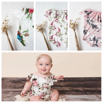 Aukle produkta fotogrāfija aksesuāri baby meitenes romper jaundzimušais meitene drēbes, ziedu pie pleca meitenes foto aksesuārus fotografia