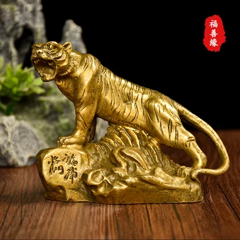 Auspicious bronzas tiger laimīgs apdare feng shui produktu vara tiger apdare vara amatniecības
