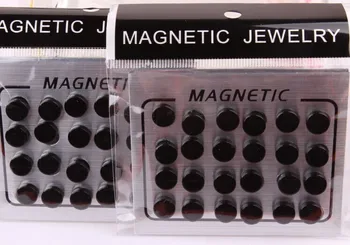 Auss stud bezmaksas piegāde 24pcs 8mm magnētu melns aplis apaļš stud magnētiskie auskari pīrsings, rotaslietas