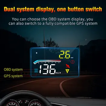 Auto Head Up Displejs OBD2+GPS HUD Displeja Odometra Apsardzes Signalizācijas ātruma pārsniegšanas Brīdinājuma Vējstikla Projektoru Signalizācijas Sistēma