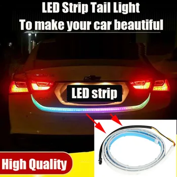 Auto LED Lentes Astes Gaismas Streamer Elastīgu Plūst Aizmugures Bagāžnieka krāsu Brīdinājuma LED Lentes Auto Papildu Pārtraukumu Pagrieziena Signālu Lukturi