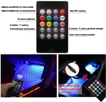 Auto LED Sloksnes Gaismas 4gab 48 LED Bluetooth App Kontrolieris Interjera Apgaismojums, Multi Krāsu, Mūziku, Auto led Strip Gaismas Saskaņā ar Domuzīmi