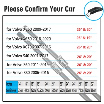 Auto slotiņām, VOLVO XC60 XC70 S40 S60 S80 V40 V60 C30, C70 Priekšējo Priekšējā Vējstikla Tīrītāji Automašīnas Piederumi 19