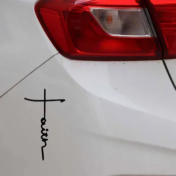 Auto Uzlīme Ticība Krusta Simbols Reliģiju Kristīgās PVC Decal Mākslas Auto Dekorēšana Uzlīme Ūdensizturīgs Melns/Balts, 16cm*9cm