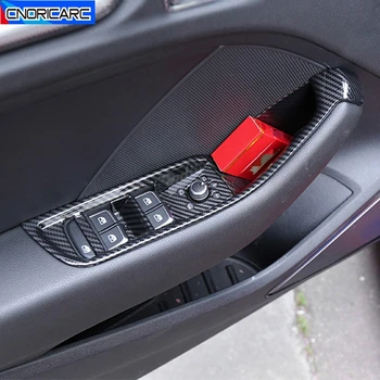 Automašīnu Durvju Roku balstu Uzglabāšanas Kaste Dekoratīvais Vāks Audi A3 8V-2019 Oglekļa Šķiedras Krāsu Loga Stiklu Maiņa Rāmis Melns, Uzlīmes