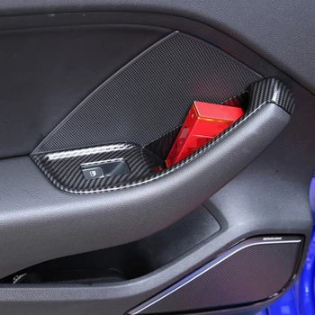 Automašīnu Durvju Roku balstu Uzglabāšanas Kaste Dekoratīvais Vāks Audi A3 8V-2019 Oglekļa Šķiedras Krāsu Loga Stiklu Maiņa Rāmis Melns, Uzlīmes